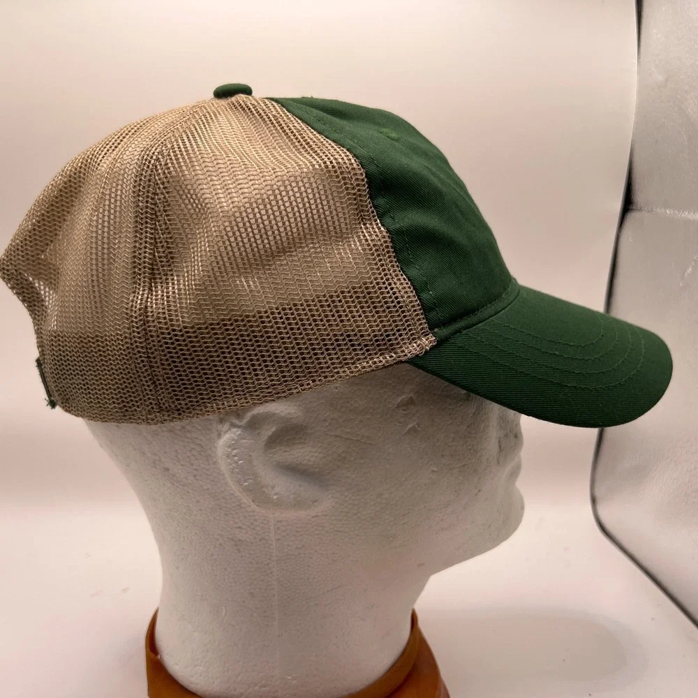 Ducks Unlimited Trucker Hat Green Tan Mesh Back Adjustable Hook Loop Strap Cap